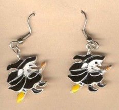 WITCH on BROOMSTICK EARRINGS-Halloween Fun Charm Gothic Jewelry - £3.99 GBP