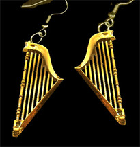 HARP EARRINGS - Mini GOLD Musical Instrument Jewelry - Small - £3.98 GBP