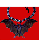BAT AMULET PENDANT NECKLACE-Funky Vampire Gothic Jewelry-GIANT - $132.47 MXN