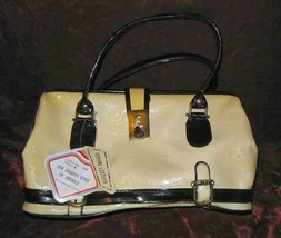 Vintage New Cream Leather Purse Handbag Evening Bag - $44.99