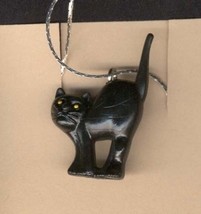 Cat Black Pendant Necklace Amulet 3d Lucky Gothic Witch Jewelry - £3.17 GBP