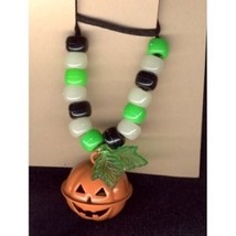 JACK-O-LANTERN BELL NECKLACE-Halloween Pumpkin Funky Jewelry-RND - £3.91 GBP