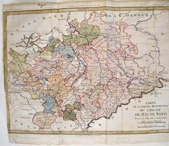 RIGOBERT BONNE 1787 Original Colored Map Germany &amp; Region 15&quot; x 12&quot; - £63.54 GBP
