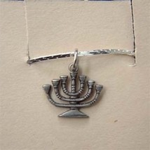 MENORAH-KINARA PENDANT NECKLACE-Cute Jewish Kwanza Charm Jewelry - £3.96 GBP