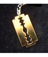 RAZOR BLADE VINTAGE PENDANT NECKLACE-Gothic Fun Punk Jewelry-BIG - $170.49 MXN