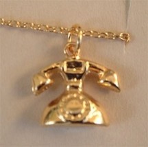 TELEPHONE NECKLACE-Punk Retro Secretary Phone Charm Jewelry-GOLD - $92.25 MXN