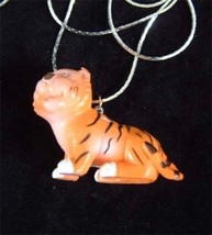 TIGER TOY PENDANT NECKLACE-Jungle Cat Zoo Animal Toy Jewelry-BIG - $3.97