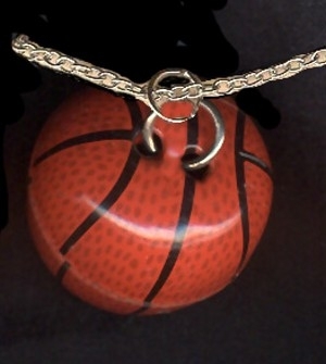 BASKETBALL PENDANT NECKLACE - Coach Referee Funky Team Jewelry - $3.97
