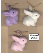 BUNNY FUZZY PENDANT NECKLACE-Easter Rabbit Funky Jewelry-LG-1-Pc - £3.97 GBP