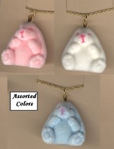 BUNNY FUZZY PENDANT NECKLACE-Easter Rabbit Funky Jewelry-SM-1-Pc - £3.90 GBP