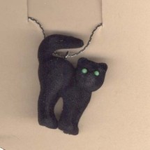 Cat Fuzzy Black Pendant Necklace Gothic Witch Luck Charm Jewelry - £5.49 GBP