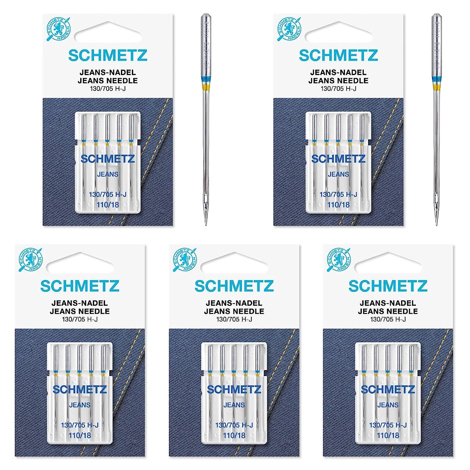25 Schmetz Jeans Denim Sewing Machine Needles 130/705H-J Size 110/18 - $27.48