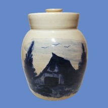 9” Cobalt Blue Stoneware Barn Countryside Scene Paul Storie Pottery Lidd... - $107.96