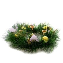 15" Green and Purple Advent Wreath Christmas Tabletop Decor (no candles) - $49.49