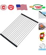 Compact Black Rolling Dish Rack Over Sink - Space-Saving Kitchen Essenti... - $13.16