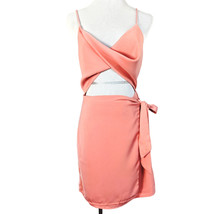 By The Way Salmon V-Neck Lined Cut Out Twist Top Wrap Skirt Dress Women&#39;s Med - £6.16 GBP