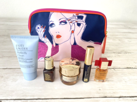 Estee Lauder Modern Muse Perfectly Clean Sumptuous 5 pc Set Travel Bag Glamour - £18.27 GBP