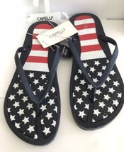 Capelli New York Women&#39;s Star&#39;s &amp; Stripes Flip Flop Sandals Size 8 - £11.90 GBP