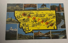 Vintage Postcard Unposted State  Map Montana MT - £2.24 GBP