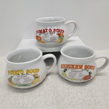 SET OF 3 Soup Mugs Chicken Tomato Potato Soup Recipes Cups DDI Don&#39;t Do ... - $14.76