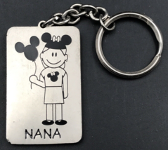 Nana Grandma Personalized Disneyland Grandma Holding Balloon Metal Keychain - £6.77 GBP