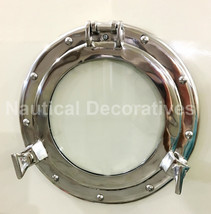 Window Ship Round Glass Wall Decor Porthole Nickel Plated Aluminum Porthole 11&quot; - £41.44 GBP