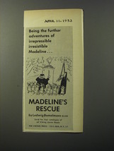 1953 Viking Press Book Advertisement - Madeline&#39;s Rescue by Ludwig Bemelmans - £14.72 GBP