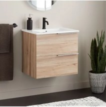 New Dessert Oak 24&quot; Varina Wall Mounted Single Vanity Set - with Warm Oa... - £513.56 GBP