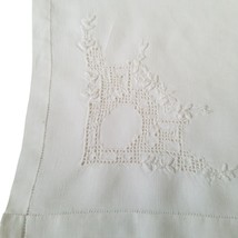 Vintage Linen Handkerchief Napkin White Embroidered Corner Square Hankie READ - $7.54