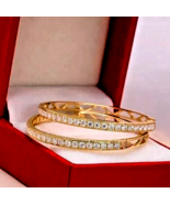 2.5CT Round Cut Lab-Created Women&#39;s Diamond Hoop Earrings 14k White Gold... - $142.91 CAD