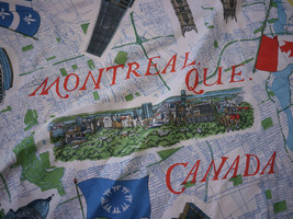 Vintage EXPO 67 MONTREAL Canada Colorful Citiscape Souvenir SCARF 27&quot; x 27&quot; - £15.78 GBP