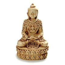 BUDDHA STATUE 5.5&quot; Meditating Buddhist Icon High Quality Off White Resin... - $410.42 MXN