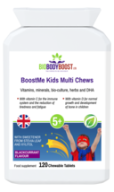 BoostMe Kids Multi Chews-Vitamins-Minerals-Herbs-DHA-Blackcurrant-120Chewable-UK - £14.68 GBP