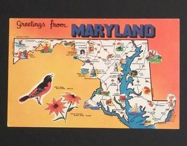 Maryland State Map Large Letter Greetings Dexter Press c1960s UNP Postcard (a) - £3.93 GBP