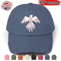 Nordic Raven Distressed Cap Crow Celtic Viking Motorcycle Logo DTF Printed - $24.99