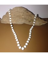 Vintage Smooth  Milk Glass Bead Necklace 36 inch Length Gold Tone Clasp ... - £41.91 GBP