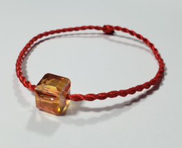Red String Good Luck And Fortune Bracelet Kabbalah And Orange Austrian Crystal - £6.97 GBP