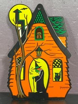 Beistle Halloween Haunted House Witch Owl Bat Cat Lantern double sided Vintage - $13.85