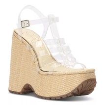 Jessica Simpson Women Platform Wedge Sandals Divinia Size US 9.5M Clear Beige - £43.42 GBP