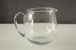 Vintage Hand Blown Studio Art Glass Barware Clear Squat SANGRIA Pitcher 7&quot; Tall - £23.18 GBP