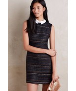 NWT ANTHROPOLOGIE COLLARED STRIPED JACQUARD SHIFT DRESS by GREENWICH &amp; M... - £71.76 GBP