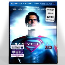 Man of Steel (4-Disc 3D/2D Blu-ray/DVD, 2013) Like New w/ Lenticular Slip ! - £14.72 GBP