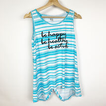Anne Klein Workout Graphic Tank Top Stripes Open Back Panel Blue White S... - €5,13 EUR