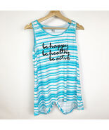Anne Klein Workout Graphic Tank Top Stripes Open Back Panel Blue White S... - €5,12 EUR