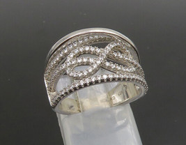 925 Silver  - Vintage Shiny Topaz Infinity Split Shank Band Ring Sz 6 - RG23364 - £26.28 GBP