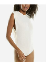 New Danielle Bernstein Women’s Ivory White Bodysuit Structured Shoulder ... - £17.90 GBP