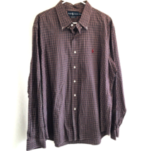 Ralph Lauren Shirt XXL Burgundy Plaid Long Sleeve Custom Fit Button Down... - $23.70