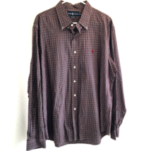 Ralph Lauren Shirt XXL Burgundy Plaid Long Sleeve Custom Fit Button Down... - £18.90 GBP