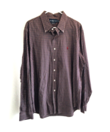 Ralph Lauren Shirt XXL Burgundy Plaid Long Sleeve Custom Fit Button Down... - $23.70
