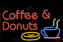 New Coffee And Donuts Bar Pub Real Glass Neon Sign 24&quot;x20&quot; - £199.83 GBP
